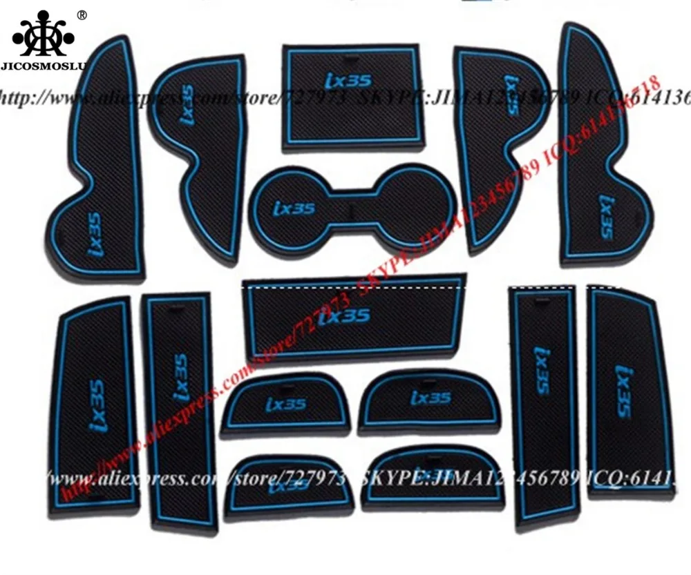 

JICOSMOSLU: CAR NON-SLIP PAD ANTI SLIP MAT DOOR GROOVE PAD CAR SLOT MAT CUP PAD FOR HYUNDAI IX35 2009-2012 YEARS STYLY 15PCS