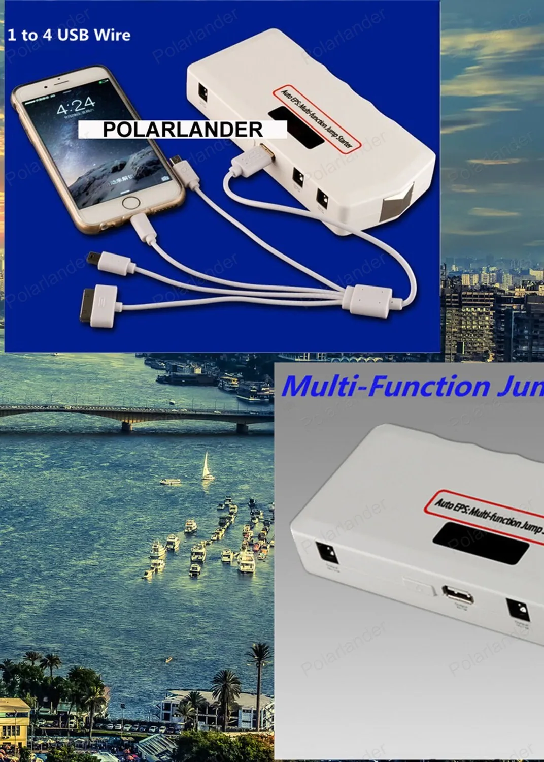 

2016New Car JumpStarter Engine Booster Emergency Start Battery Source Laptop Portable Charger Mobile Power Bank free shipping