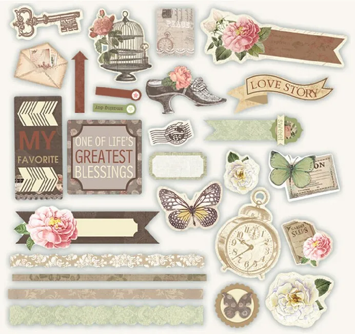 Vintage Paper Tag Kit Scrapbooking Die Cut Shapes Diy Card Making