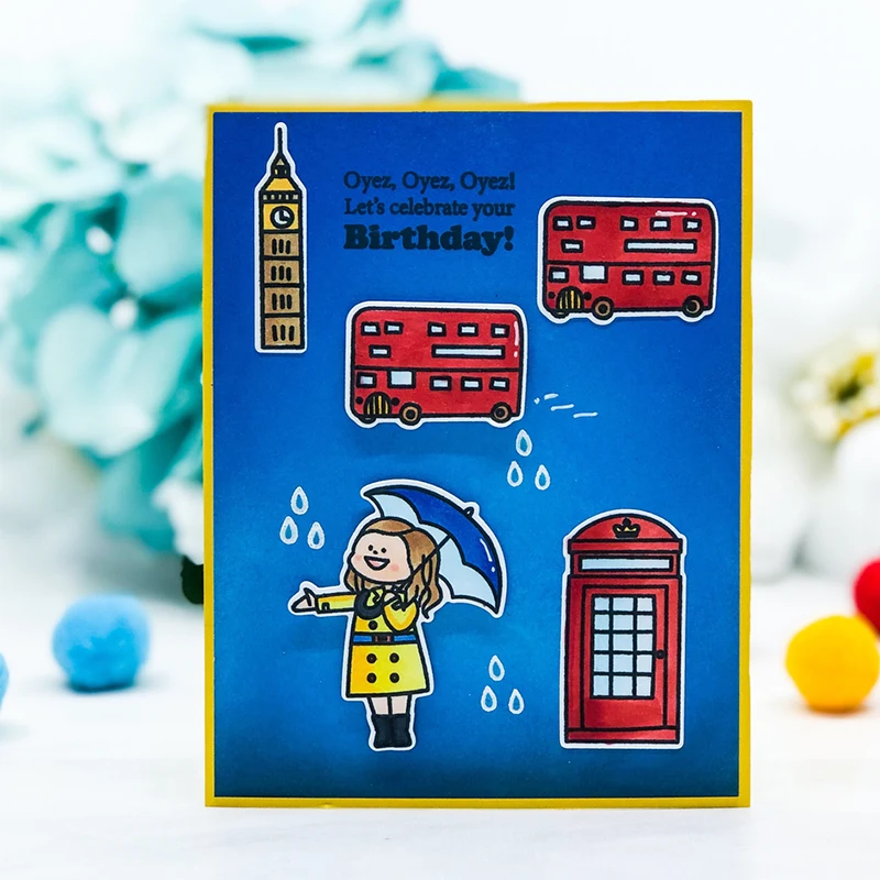 

City Bus Telephone Booth Transparent Clear Silicone Stamp/Seal for DIY Scrapbooking/Photo Album Decorative Card Making 4*6inch