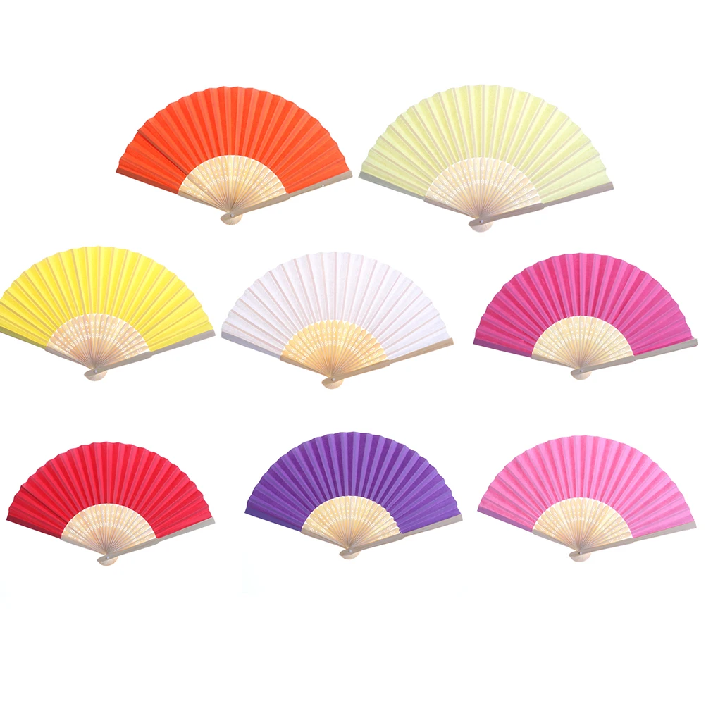 Summer Chinese Hand Paper Fans Pocket Folding Fans Bamboo Fan Wedding