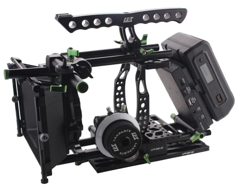 Lanparte BlackMagic Camera Cage Kit BMCC DSLR Rig Follow Focus Power