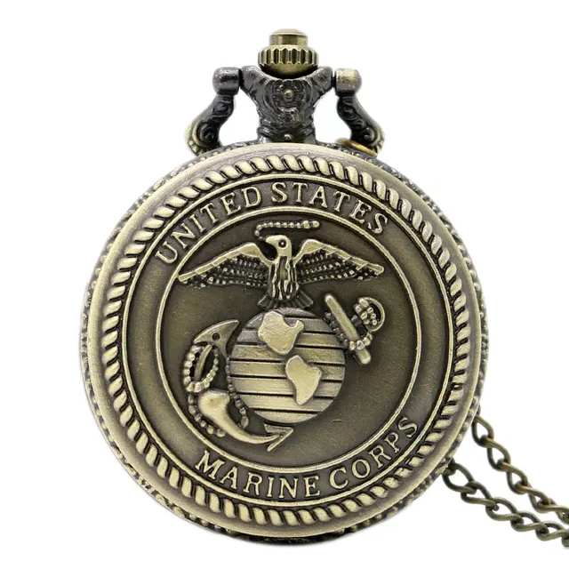 Old Antique Bronze United States Marine Corps Design Pocket Watch High Quality Q Old Antique Bronze United States Marine Corps Design Pocket Watch High Quality Q