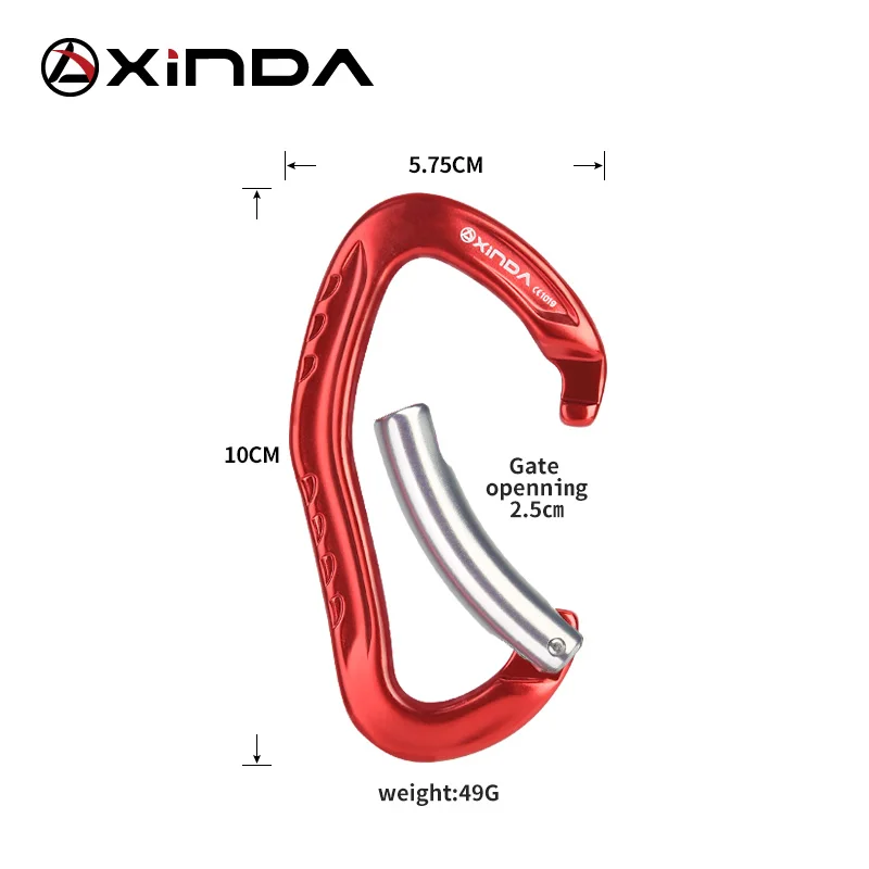 XINDA Professional Quality 22KN Rock Climbing Bent Quickdraw Spring-loaded Gate Buckle Aluminum Carabiner Outdoor Kits