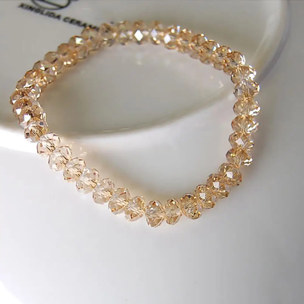 

Fashion Elegant Faux Crystal Beads Shiny Elastic Bracelet Women Jewelry Gift