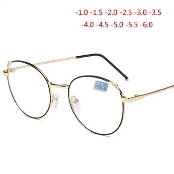

Cat Eye Myopia Eyeglasses For Women And Men Retro Blue Film Coating Finished Myopia Glasses Prescription -1.0 -1.5 -2.0 To -6.0