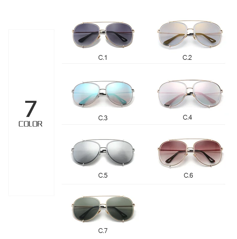 Большие солнцезащитные очки Для женщин Классический бренд дизайнерская металлическая рамка солнцезащитные винтажные очки, ретро очки градиентные оттенки UV400