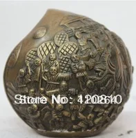 

Old Chinese Dynasty palace Purple Bronze 100 boy Statue long live peach statue