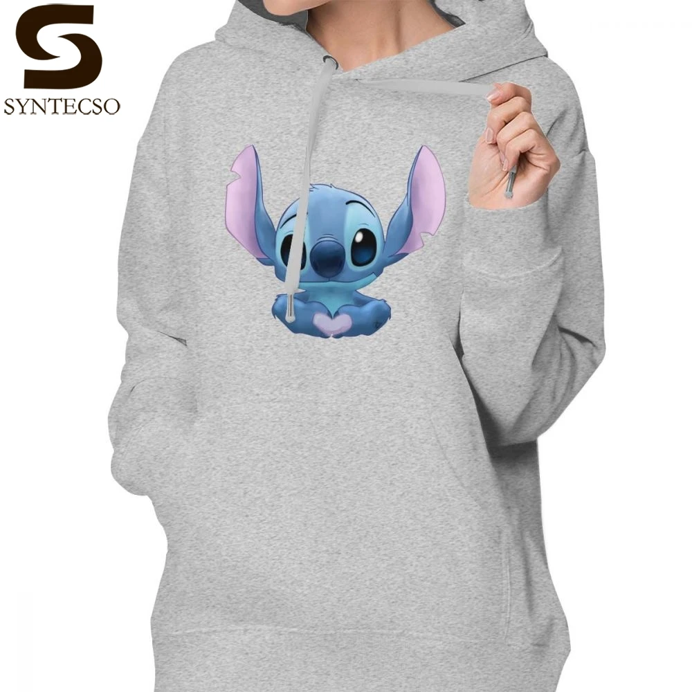  Lilo And Stitch Hoodie Stitch Heart Hoodies Long-sleeve Cotton Hoodies Women Red Sexy Street wear O