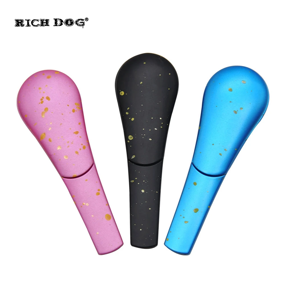 

RICH DOG Spots Spoon Style Metal Smoking Pipe 96MM Zinc Alloy Tobacco Herb Pipe Smoke Hand Spoon Pipe Accessories