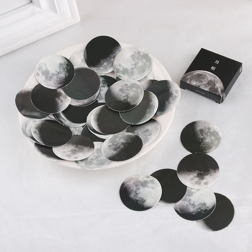 

45 PCs/Box Creative Vintage Lacquer Paper Sticker Decoration Mini Moon Sticker DIY Diary Label Scrapbooking Fashion Phone Decor