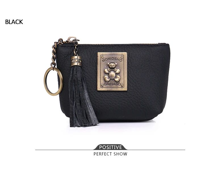 Women Mini Wallets Female Tassel Pendant Short Money Wallets Genuine Leather Lady Zipper Coin Purses Fashion Key Bag  (12)