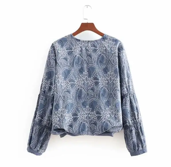 Outerwear Femme Bomber Vintage Pilots Lace Tops Denim Flower Coat Spliced Tassel Women Harajuku Blue Jacket Embroidery 0Rwq67nxz