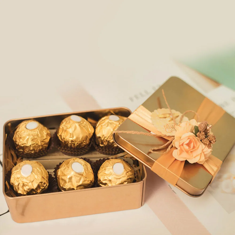 

Creative 12pcs/set Tea Can Gift Box Large Heart Round Square Shaped Mantal Candy Box Wedding Gift Box Tinplate for Baby Shower