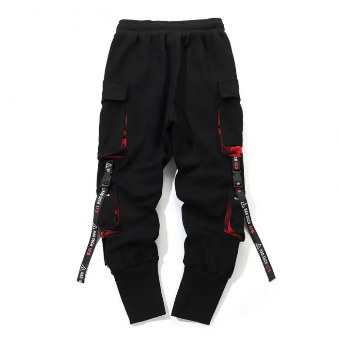 Мужские черные рабочие брюки карго с карманами, армейские с карманами, с пряжкой, на ремешках, Techwear Harajuku, спортивные штаны, брюки в стиле хип-хоп