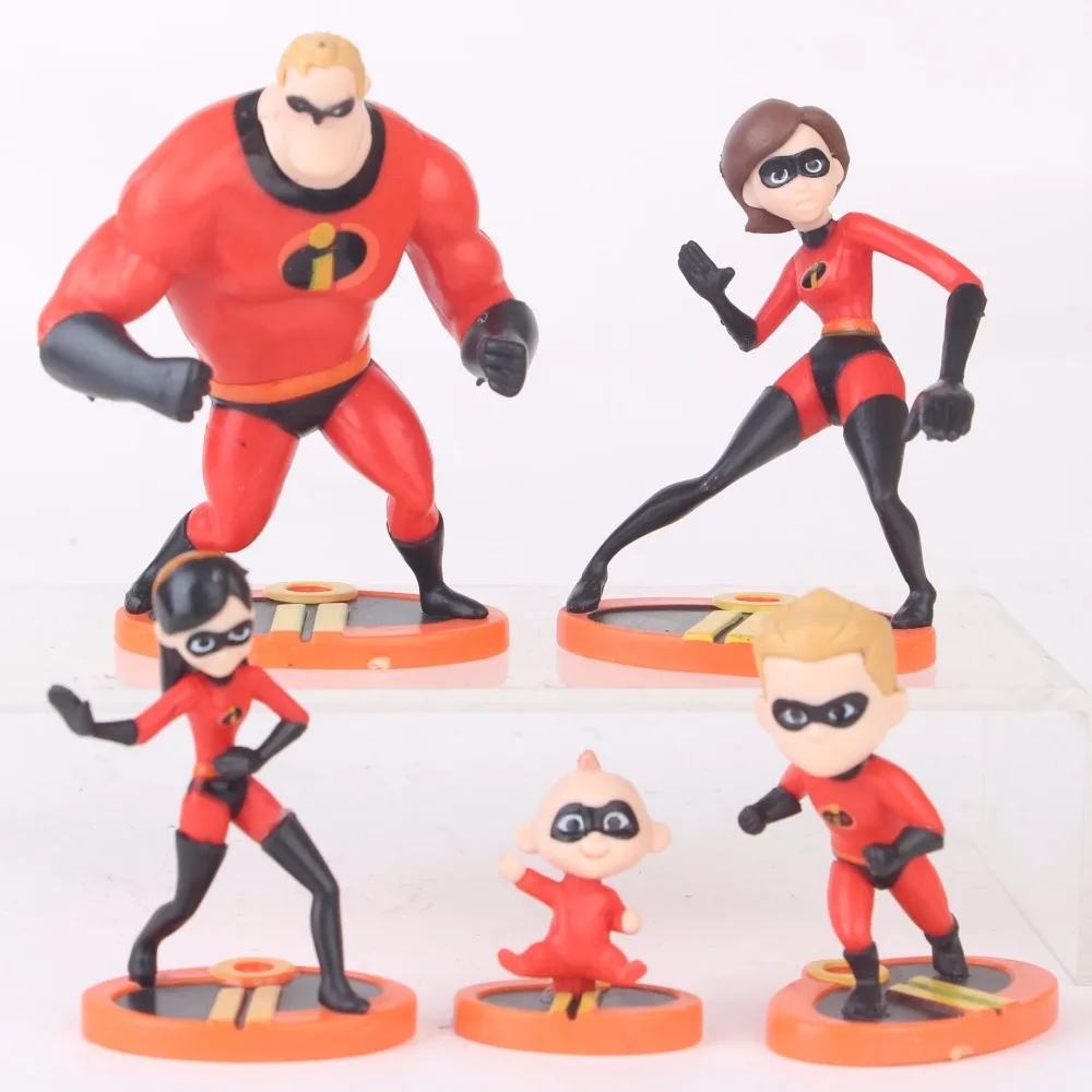 

5Pcs/set Super Man The Incredibles 2 Party Mr. Incredibles Dash Parr Jack Parr Elastigirl PVC Action Figure Toys Dolls