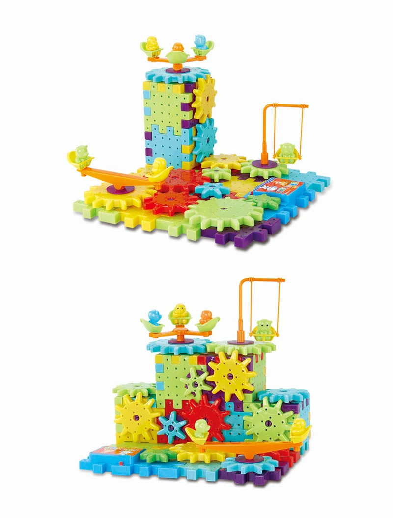 QWZ 81 Pieces Electric Gears 3D Puzzle Building Kits Plastic Bricks Educational Toys For Kids Toys For Children Christmas Gift