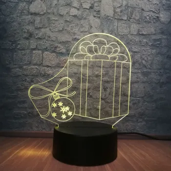 

3D New Christmas Gift Box LED Lamp RGB 7 Color Change Bedroom Sleep Night Light Illusion Atmosphere Baby Kid Toys Luminaria