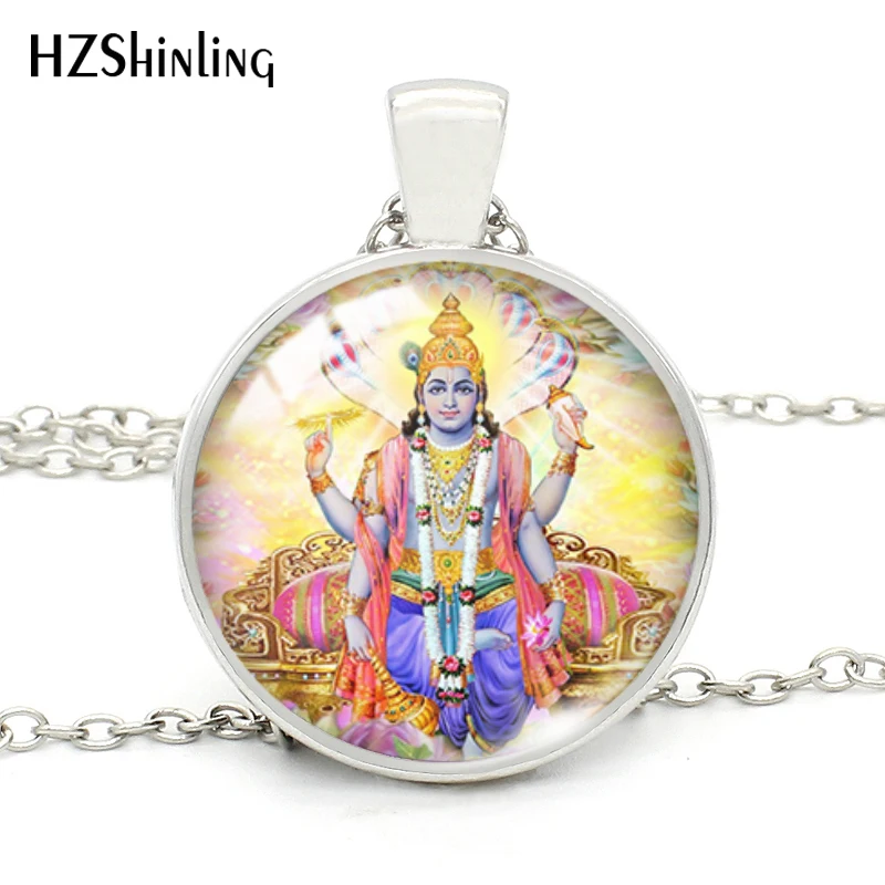 1 India Religion Necklace God Brahma Lord Shiva Vishnu Glass Cabochon Pendant Necklaces Religion Jewelry for Women Men - Окраска металла: 1