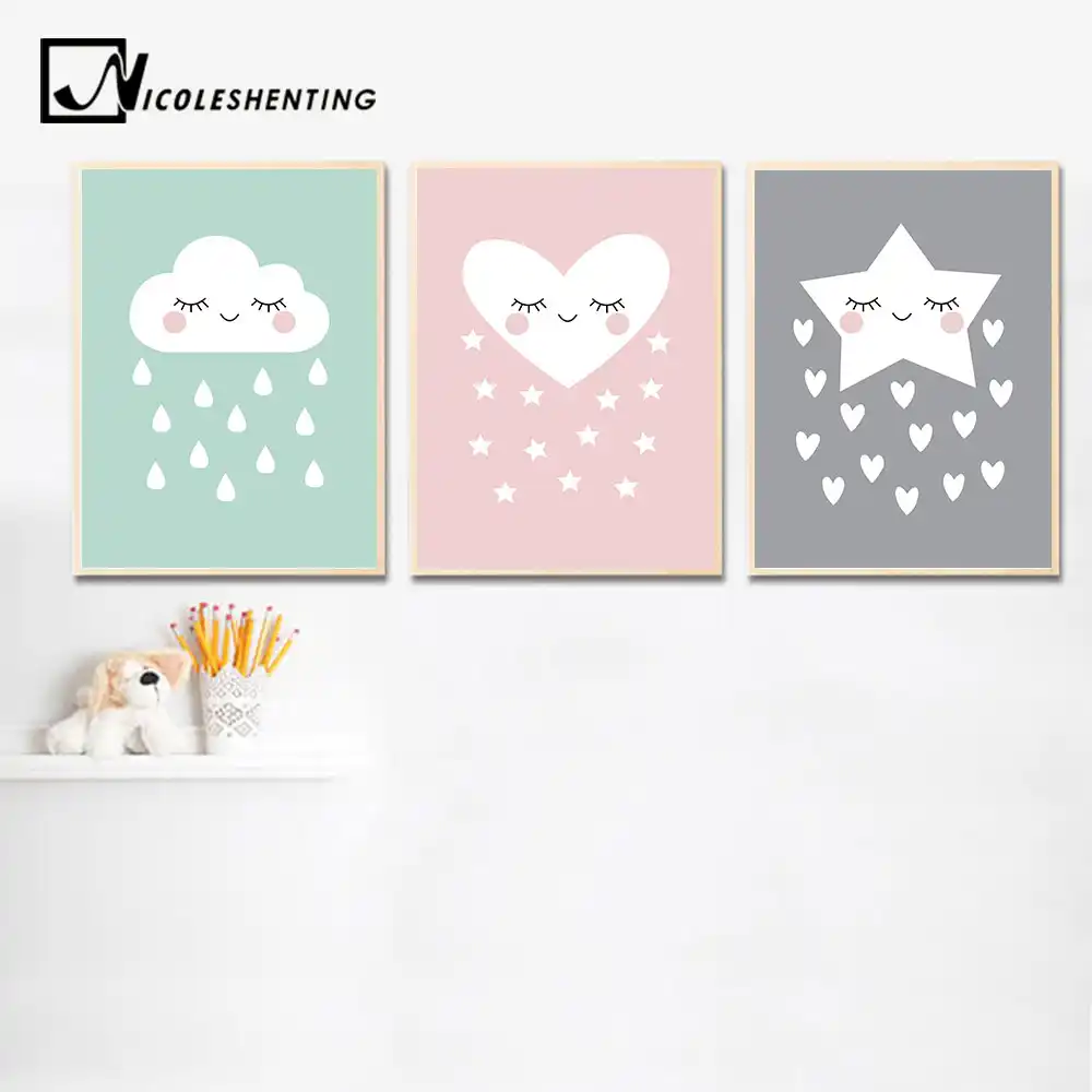 Cute Smile Star Cloud Baby Nursery Wall Art Canvas Posters Prints Cartoon Painting Nordic Kids Decoration Picture Bedroom Decor Cute Smile Star Cloud Baby Nursery Wall Art Canvas Posters Prints Cartoon Painting Nordic Kids Decoration Picture Bedroom Decor