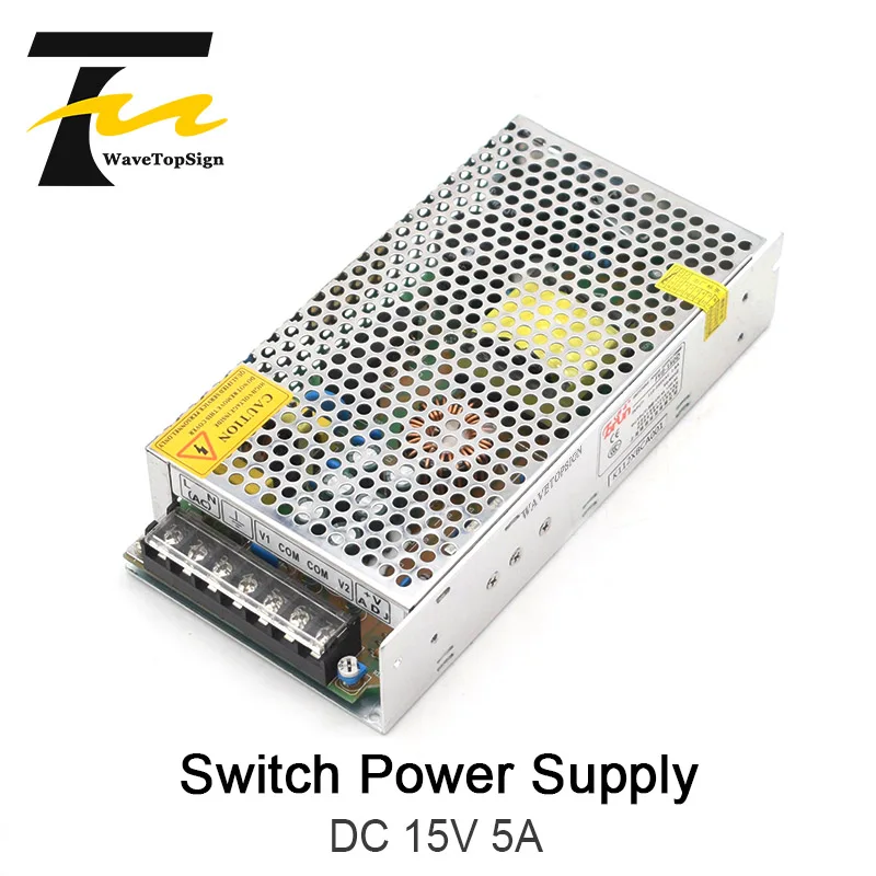 

WaveTopSign Switch Power Supply 15V 5A Input Voltage AC220V 50-60HZ 2-Way Output Use For Industrial Automation