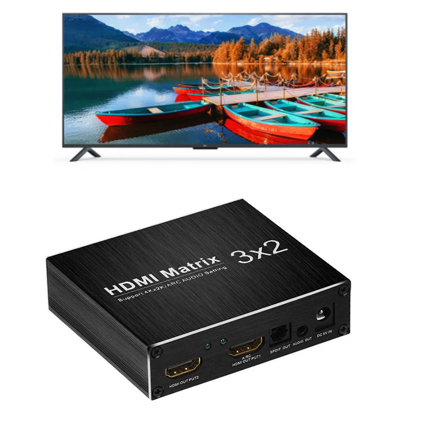 HDMI матрица 3x2 коммутатор splitter 4 к К с SPDIF и мм 3 5 аудио экстрактор поддержка ARC для HDTV