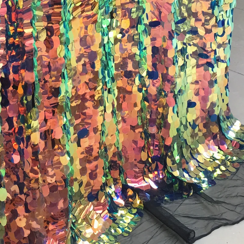 

GLace 1Y/Lot 4mm oval sequin fabric for dress wedding decoratIon 6colour sequin mesh fabric DIY Hair Bow Accessories FabricTX818