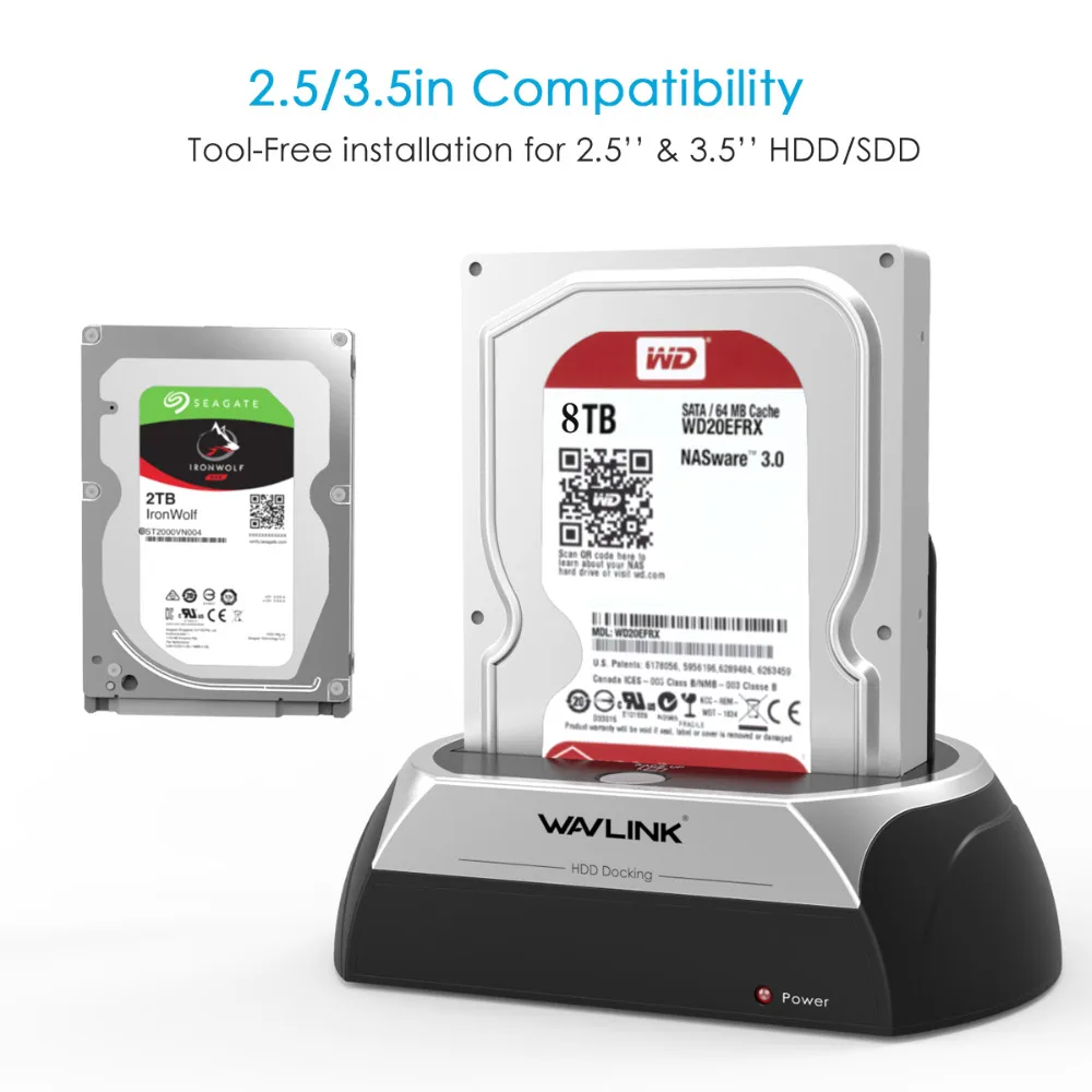 Wavlink все в 1 2,5/3," SATA HDD док-станция USB 2,0 SATA внешний корпус жесткого диска для 2,5 3,5 дюймов HDD/SSD SATA