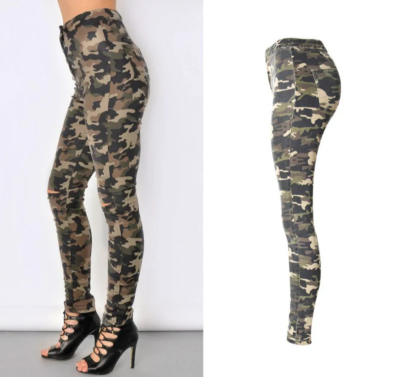 High Waist Camouflage Denim Pants PU27 – iawear