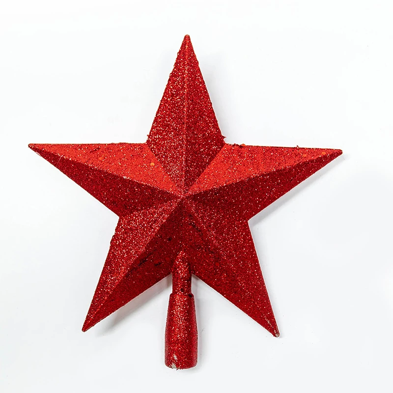 1Pc Red Gold Silver star Christmas Tree Topper Decoration Home Party Christmas Tree Decor Christmas supplies Five-pointed Star