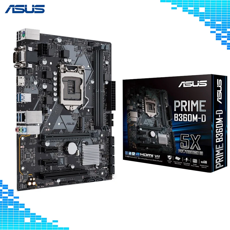 

Asus PRIME B360M-D Desktop Motherboard Intel B360 Chipset Socket LGA 1151 Motherboard Support 8th Gen Core I7 I5 I3