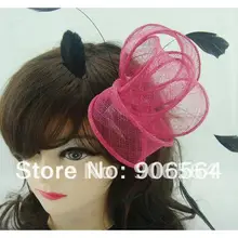 Шляпки из соломки синамей с вуалеткой высокое качество Клубная Кепка перо женские аксессуары для волос несколько цветов доступны RMSF076