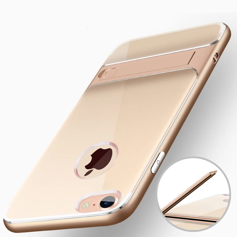 2 In 1 Transparent Case for iPhone 7 8 6 6s plus soft TPU + PC Back Cover with Bracket For iphone X 8plus 7plus 6plus 6splus | Мобильные