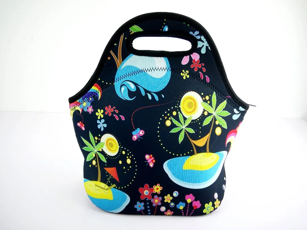 Cute Elephant Neoprene Picnic basket Cooler bag set Lunch Tote Women's Handbag Box Food Container Thermal Lunchbox Waterproof