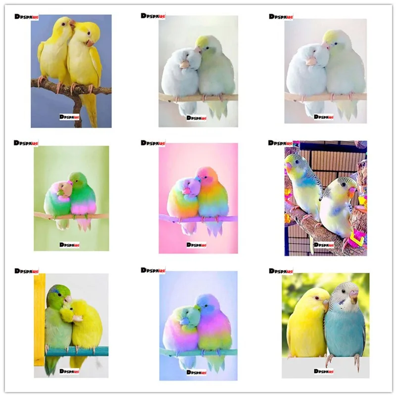 

Dpsprue Full 5D DIY Square Round Diamond Painting Cross Stitch Animal Couple Bird Diamond 3D Embroidery Mosaic Wall Sticker Gift