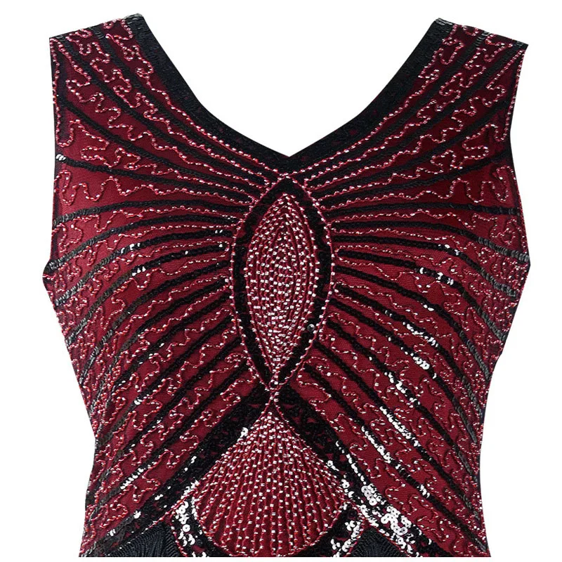 2018 Vintage 1920s Sequin Fringe Charleston Dress Great Gatsby Sexy Women Evening Party Embroidered beads Tassel Dress (4)