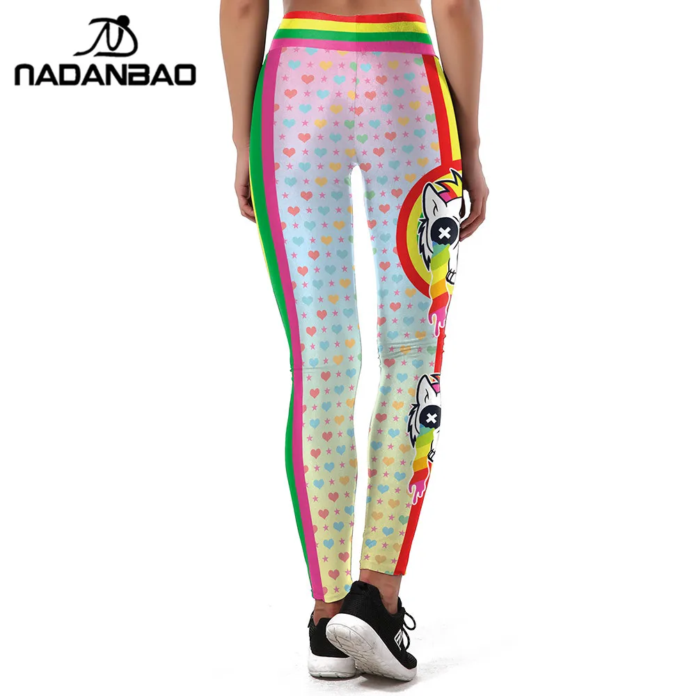 Nadanbao جديد تصميم النساء طماق يونيكورن 3d المطبوعة الرياضية leggins كتابات الحب شكل لياقة بدنية عالية الخصر السراويل