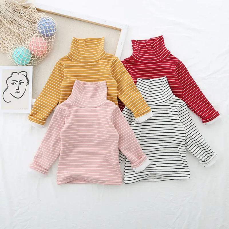 

Candy Color Kids Tops Winter Cotton Heaps Collar Knitted Sweaters Girls Kids Casual Warm Knitting Wool Pullovers Baby Clothes