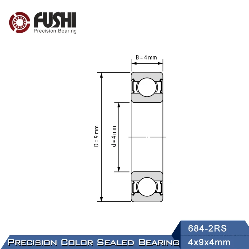 4*9*4mm 684-2RS Bearing 10 PCS ABEC-1 Miniature '684RS Ball Bearings L-940DD ball bearings,metal shielded ball bearings
