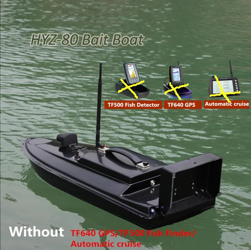 New Fiberglass fishing RC bait boat HYZ-80 2.4G 500M Intelligent auto Wireless RC Feeder hook feeding ship Add GPS/Fish Detector 4
