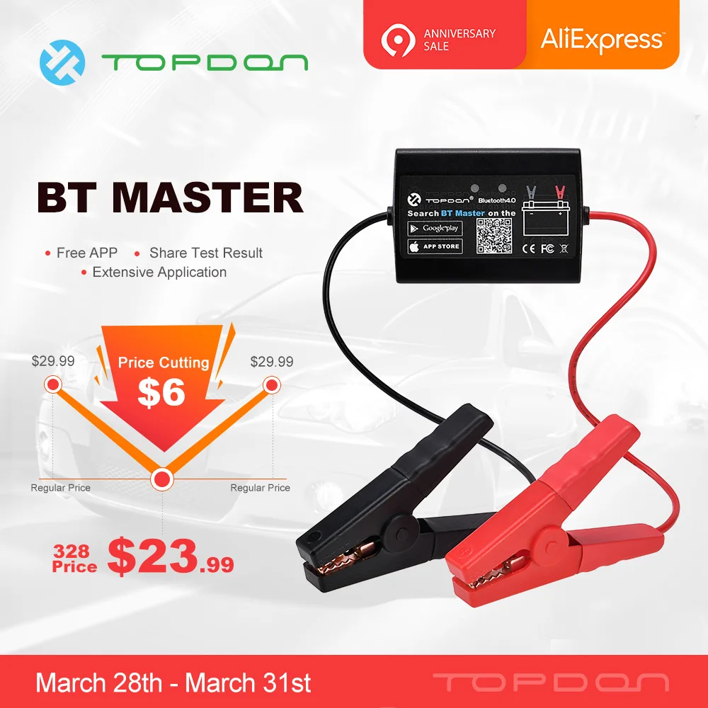 TOPDON BT Master Bluetooth 4.0 Wireless 12V Battery Tester Analyzer