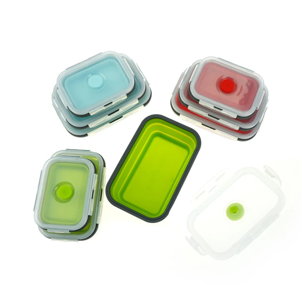 1pc Silicone Collapsible Bento Lunch Box Silicone Food Storage