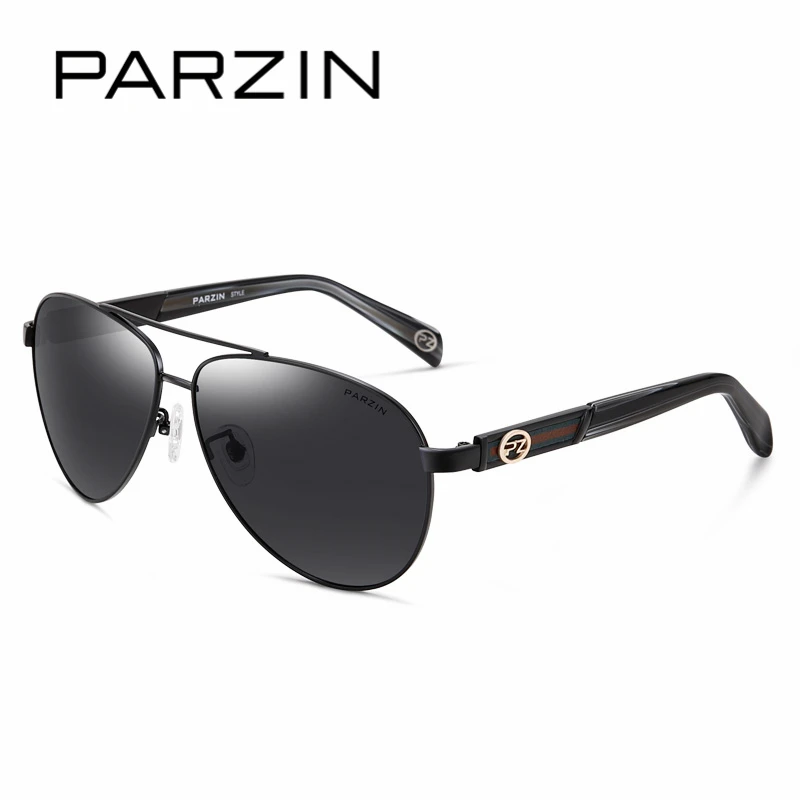 Мужские классические холодные солнечные очки PARZIN, высококачественные металлические Авиатор солнцезащитные очки, поляризованные очки для мужчин летом, водители для 8032 - Цвет линз: Black