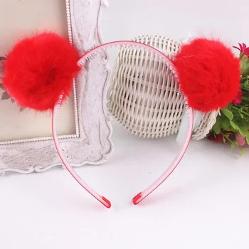 

New Children Girls Princess Pompon Ball Headband Fluffy Ball Headwear Hair Accessories Halloween Party Favor