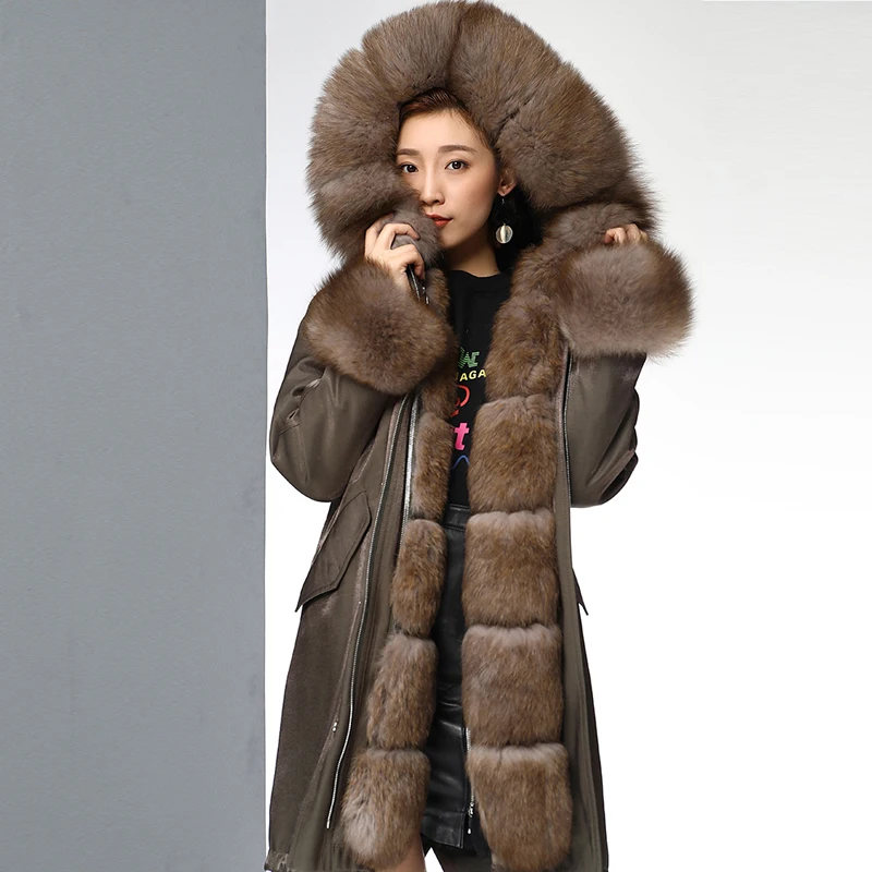 CKMORLS 2018 New Real Fur Parka Coat Women Winter Jackets With Big Fox Fur Collar High Street Slim Parkas Long 90cm Fur Jackets