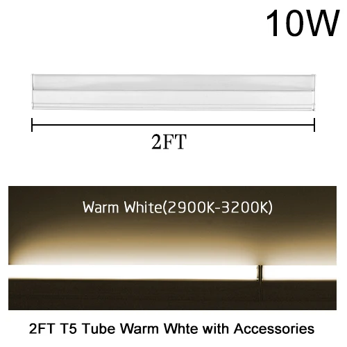 Светодиодный светильник T5 с интегрированной люминесцентной трубкой T8 300 мм 600 мм 1 фут 2 фута настенный светильник Лампада 6 Вт 10 Вт ампула теплый холодный белый 110 В 220 В - Испускаемый цвет: 10W Warm White