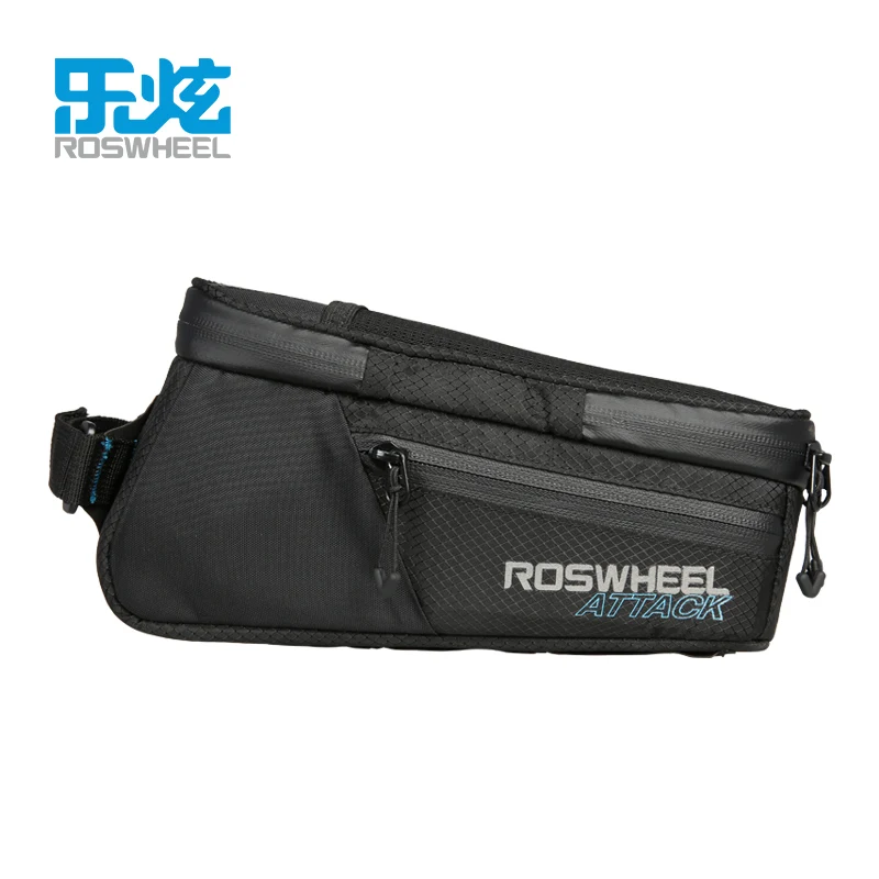 ROSWHEEL, водонепроницаемая велосипедная сумка, передняя балка, рама, труба, сумка MTB Road, складная велосипедная сумка для телефона, велосипедные аксессуары, серия ATTACK - Цвет: Черный
