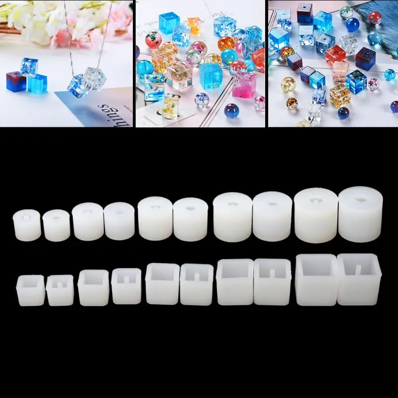 

20Pcs Silicone DIY Round Square Beads DIY Mold Jewelry Making Resin Casting Mold New