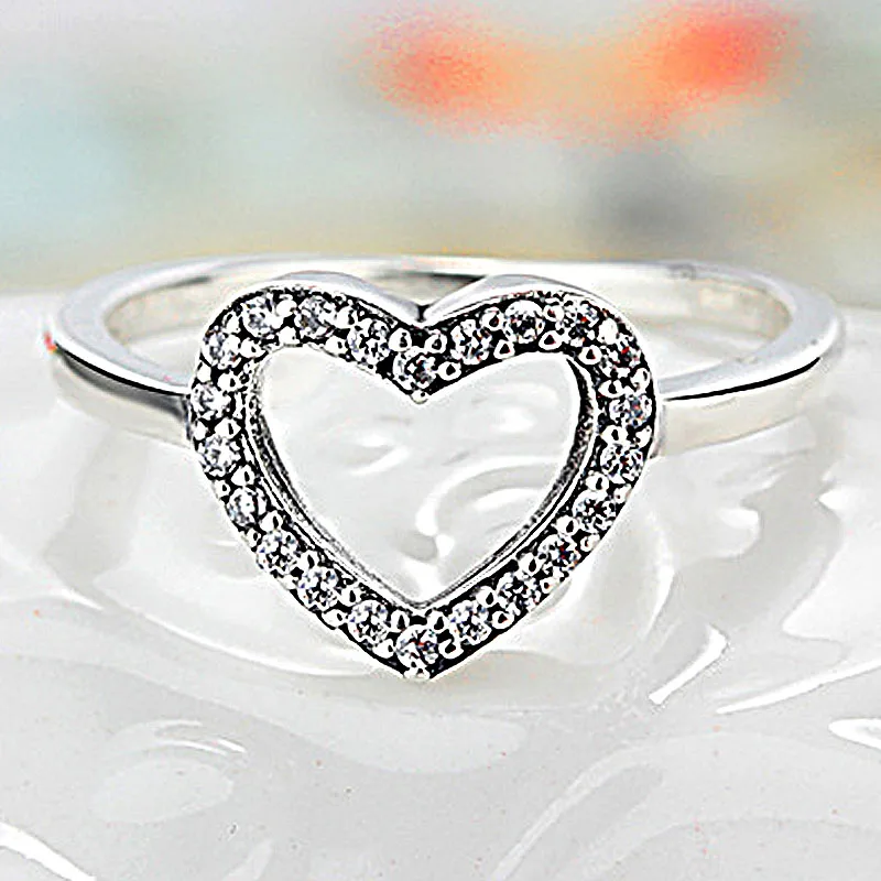 

Authentic 925 Sterling Silver Ring Be My Valentine Love Heart With Crystal Rings For Women Wedding Gift Fine Pandora Jewelry