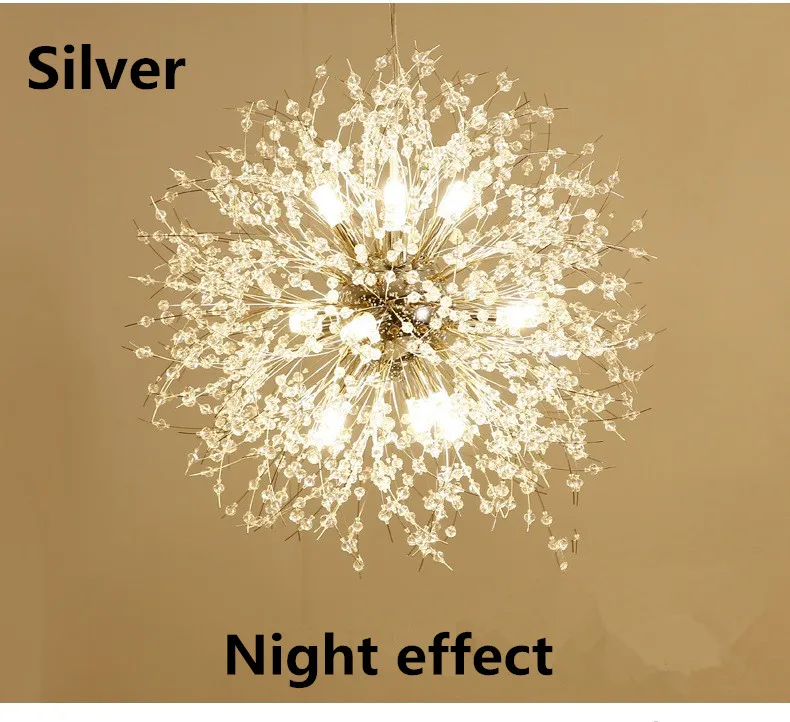 Современный хрустальный подвесной светильник, Креативный светодиодный подвесной светильник с круглым одуванчиком для ресторана, гостиной, столовой, подвесной светильник